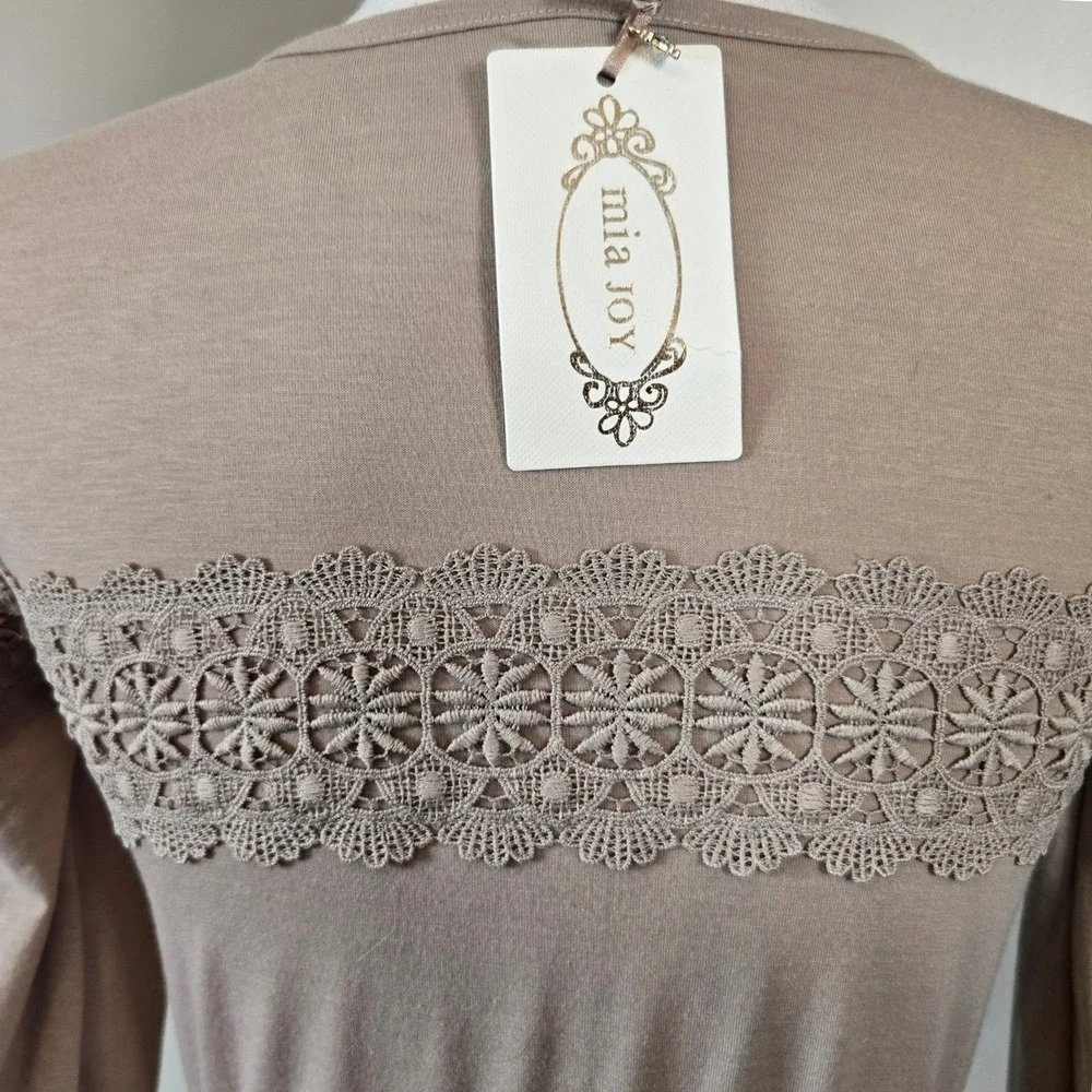 Mia Joy Maxi Dress Girl 14 Taupe Lace Crochet Boho Romantic Cottagecore New